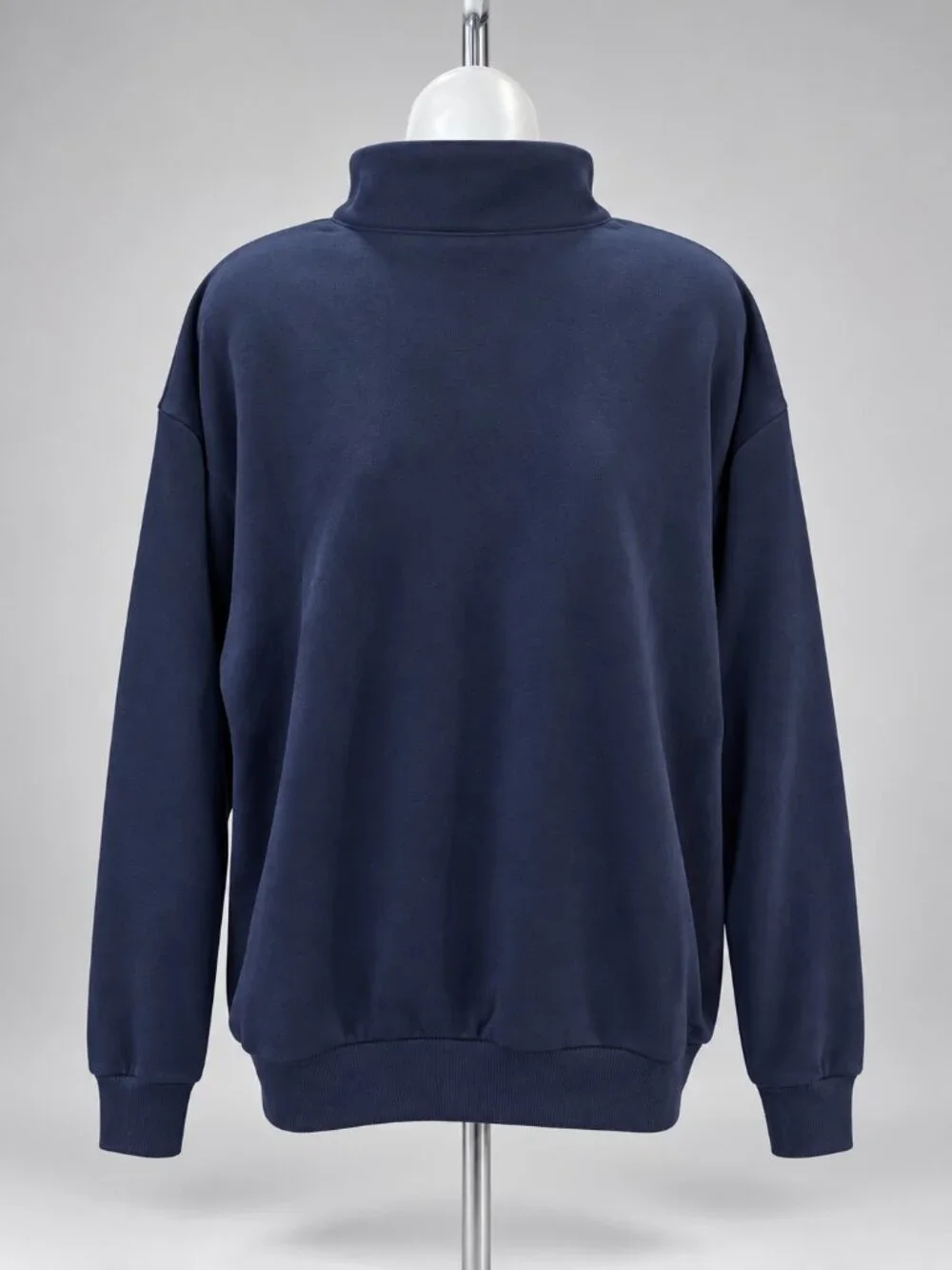 Alo Yoga Accolade Navy Blue 1/4 Zip Pullover Sweatshirt Silver Logo